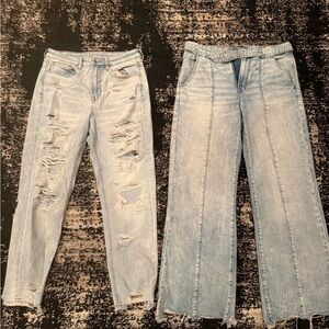 American Eagle Outfitters Light Blue Distressed & Wide Leg Jeans Set
